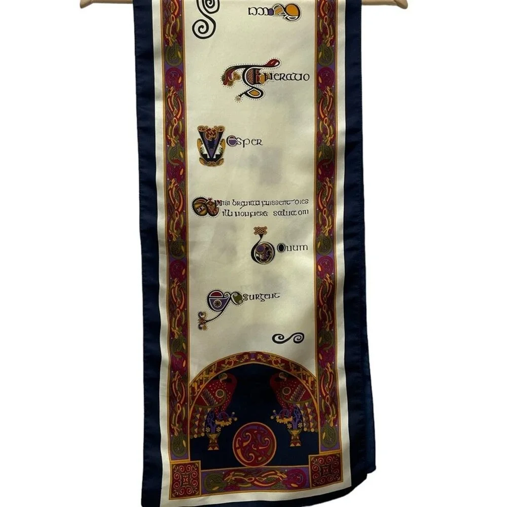 The Book of Kells Celtic Silk Scarf Womens Accessory Irish Heritage‎ Religious
